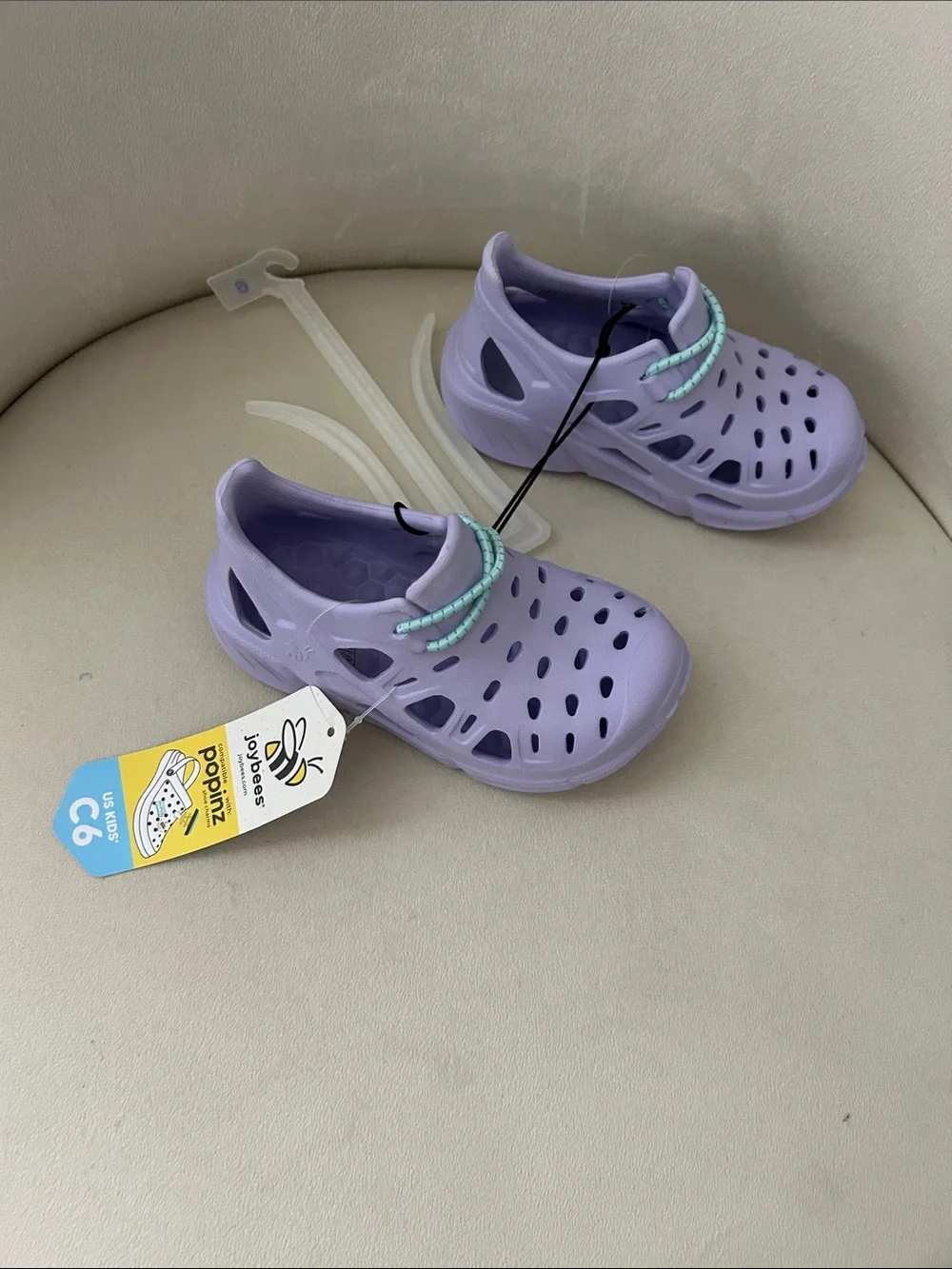 Kids Lavender Poppinz Water Clogs with Mint Accent Strap